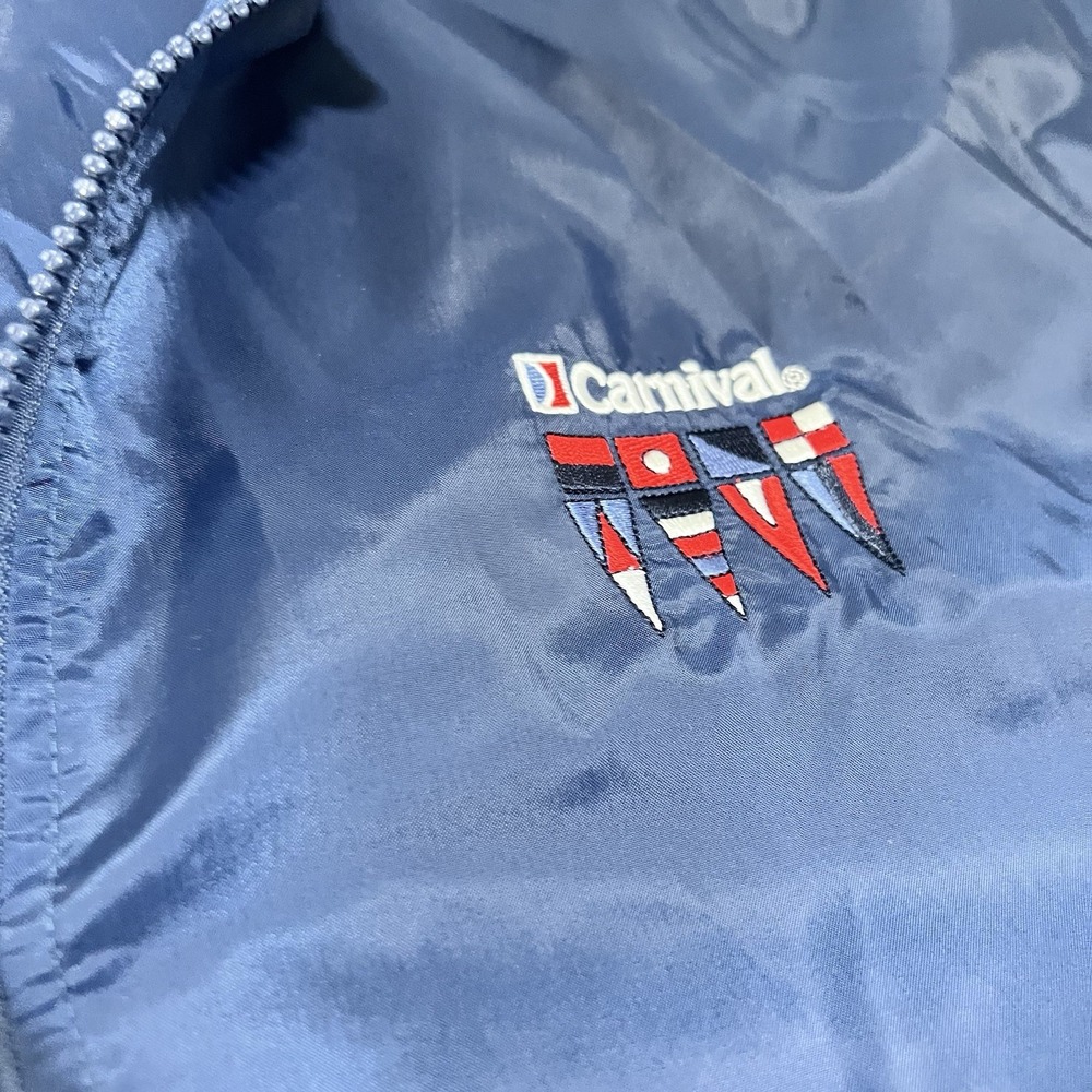 Vintage Carnival Windbreaker LG Blue 90s Jacket Embroidered Full Zip Cruise Wear - Picture 2 of 8